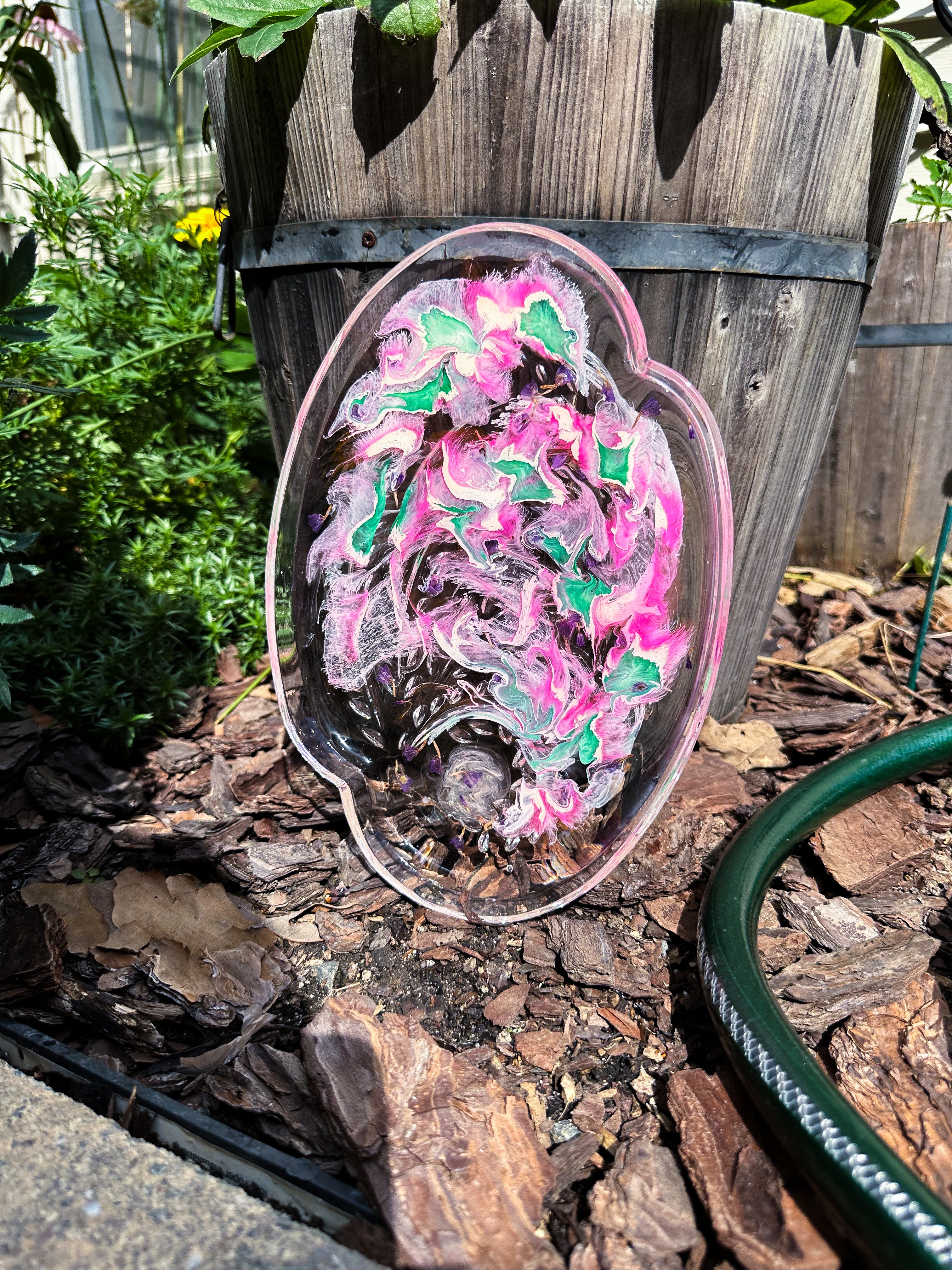 Magenta Swirls Glass Tray