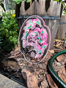 Magenta Swirls Glass Tray