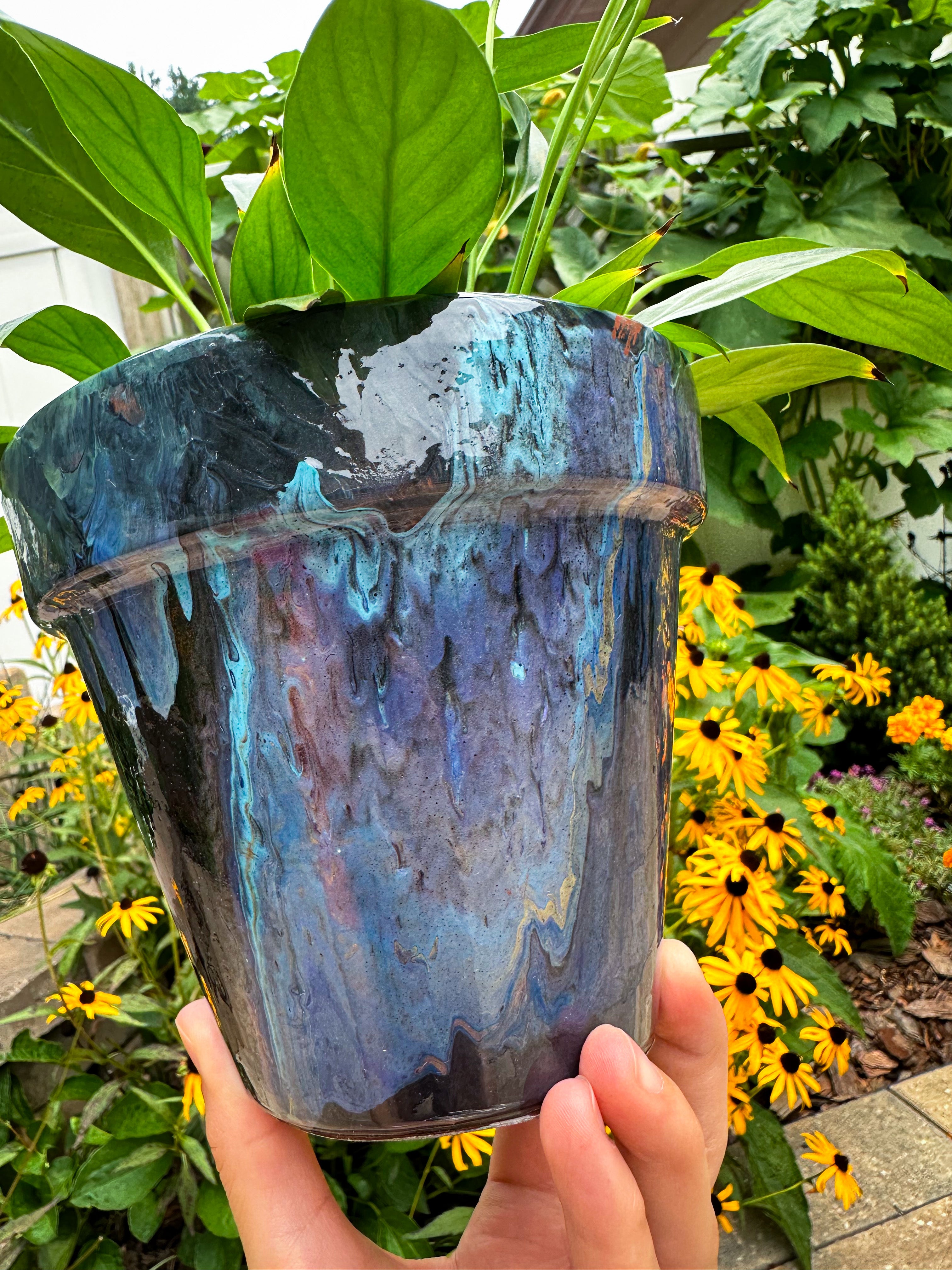 Golden Galaxies Flower Pot