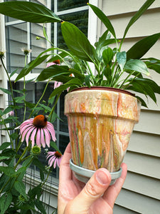 Orange Marbles Mini Flower Pot