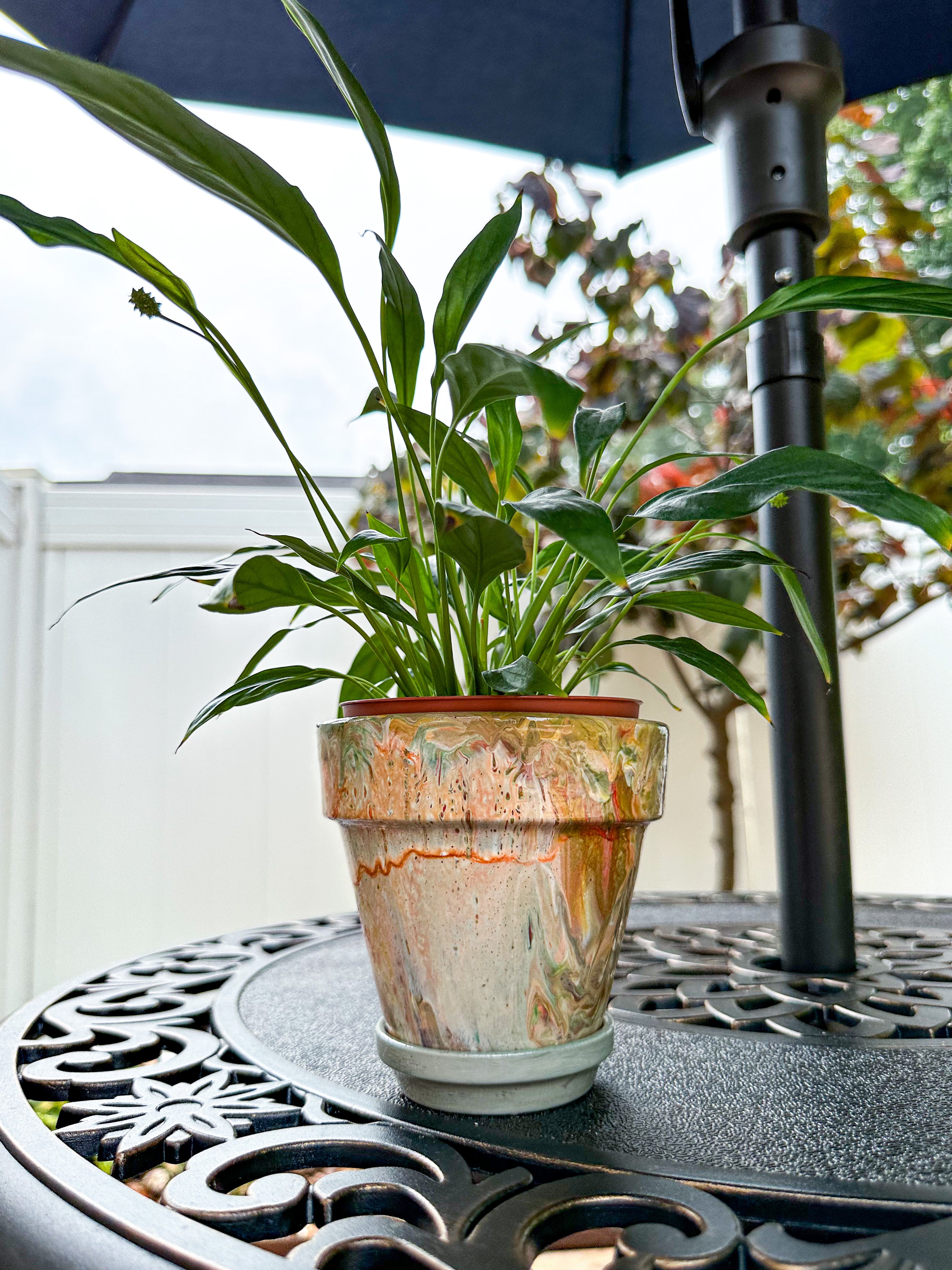 Orange Marbles Mini Flower Pot
