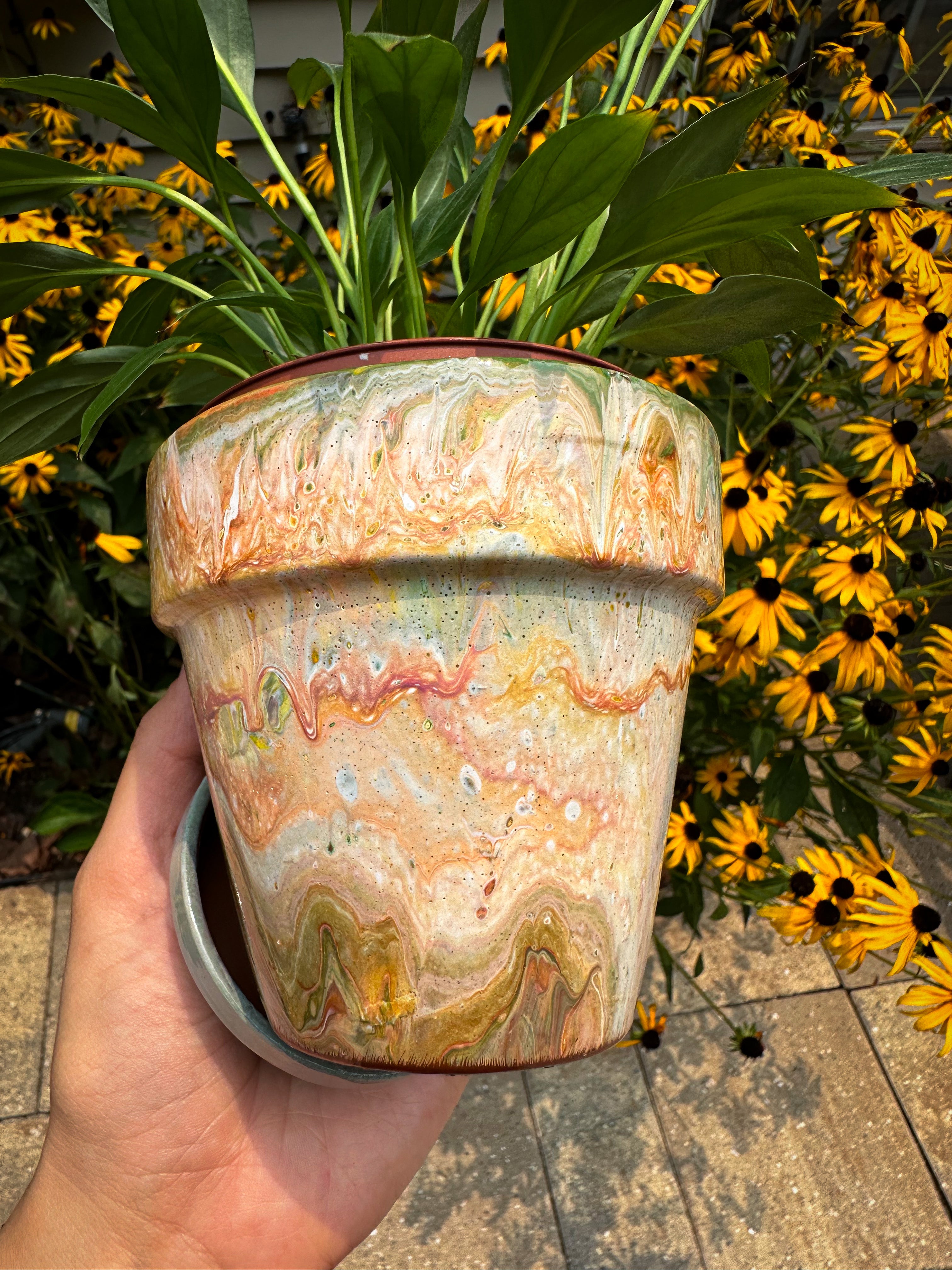 Orange Marbles Mini Flower Pot