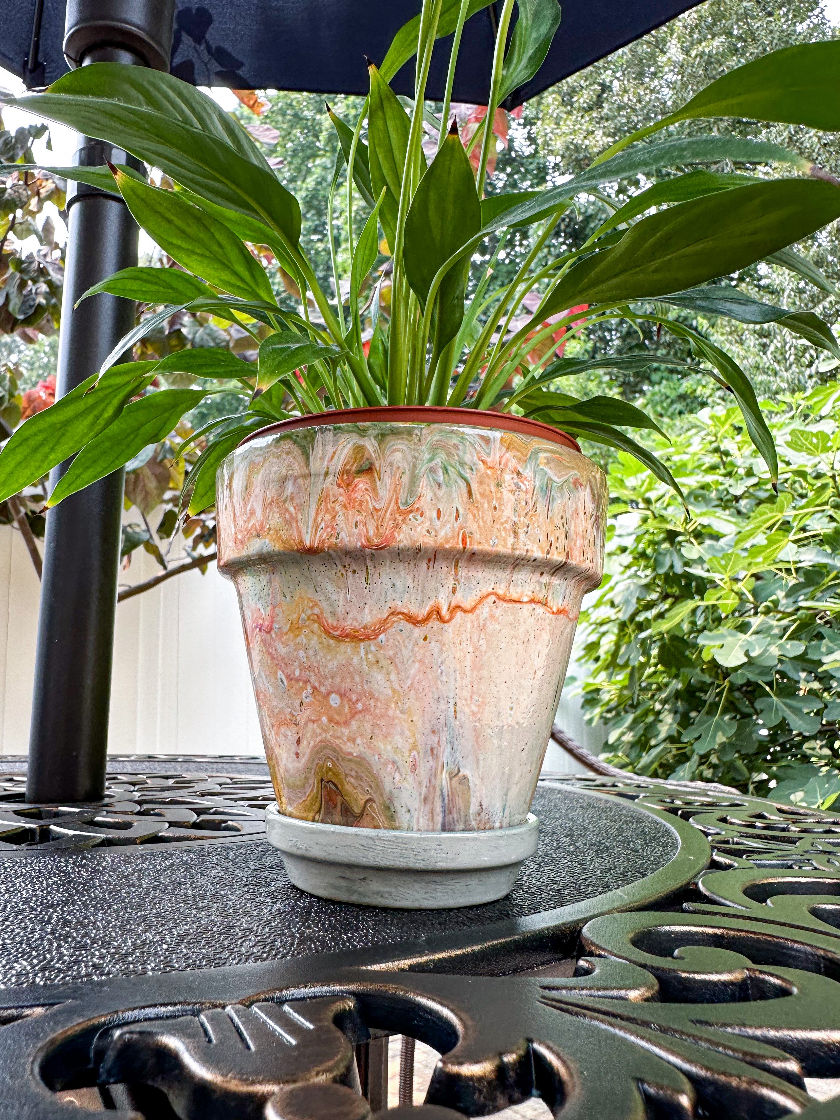 Orange Marbles Mini Flower Pot