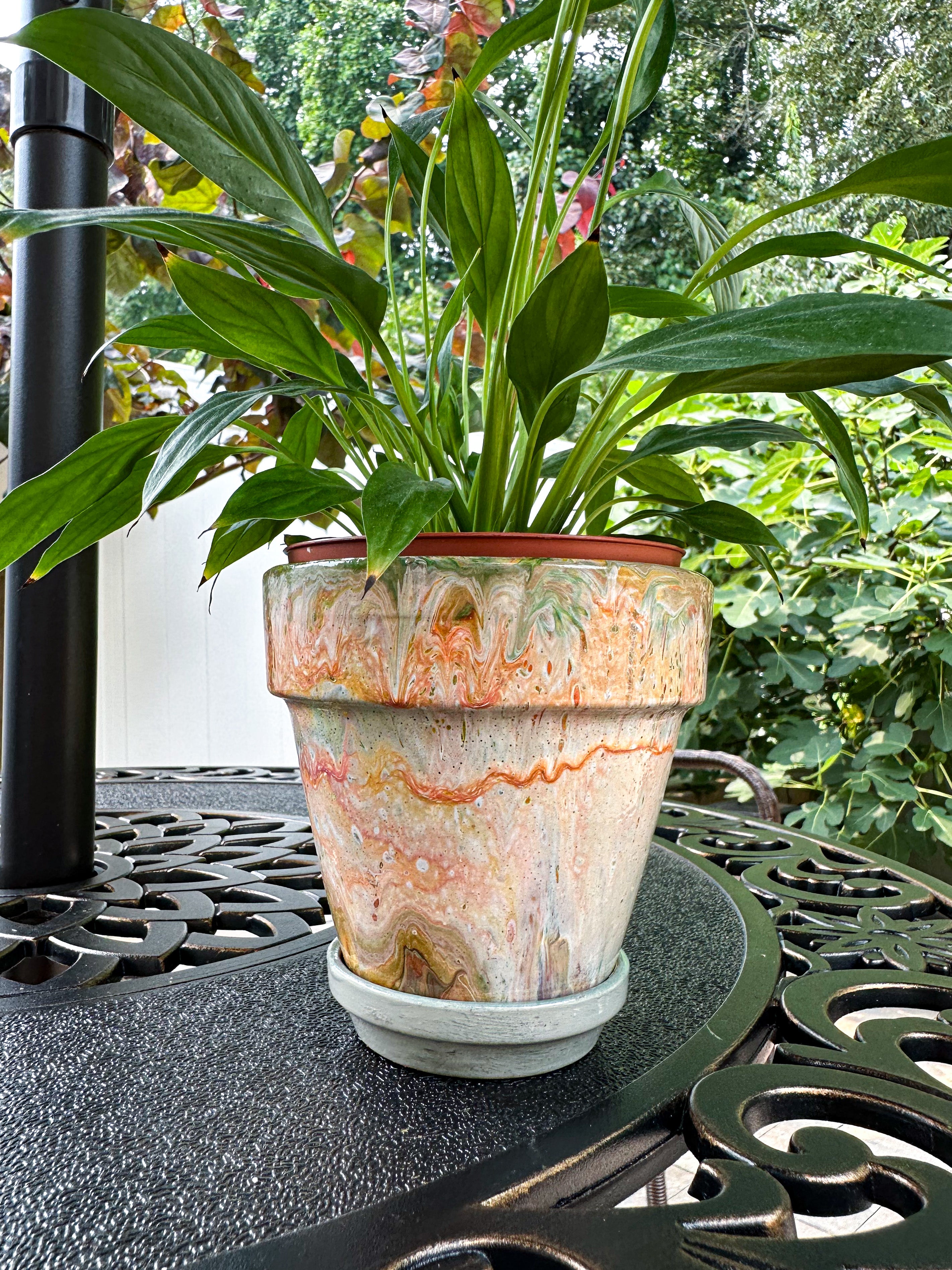 Orange Marbles Mini Flower Pot