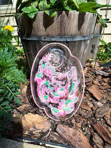 Magenta Swirls Glass Tray