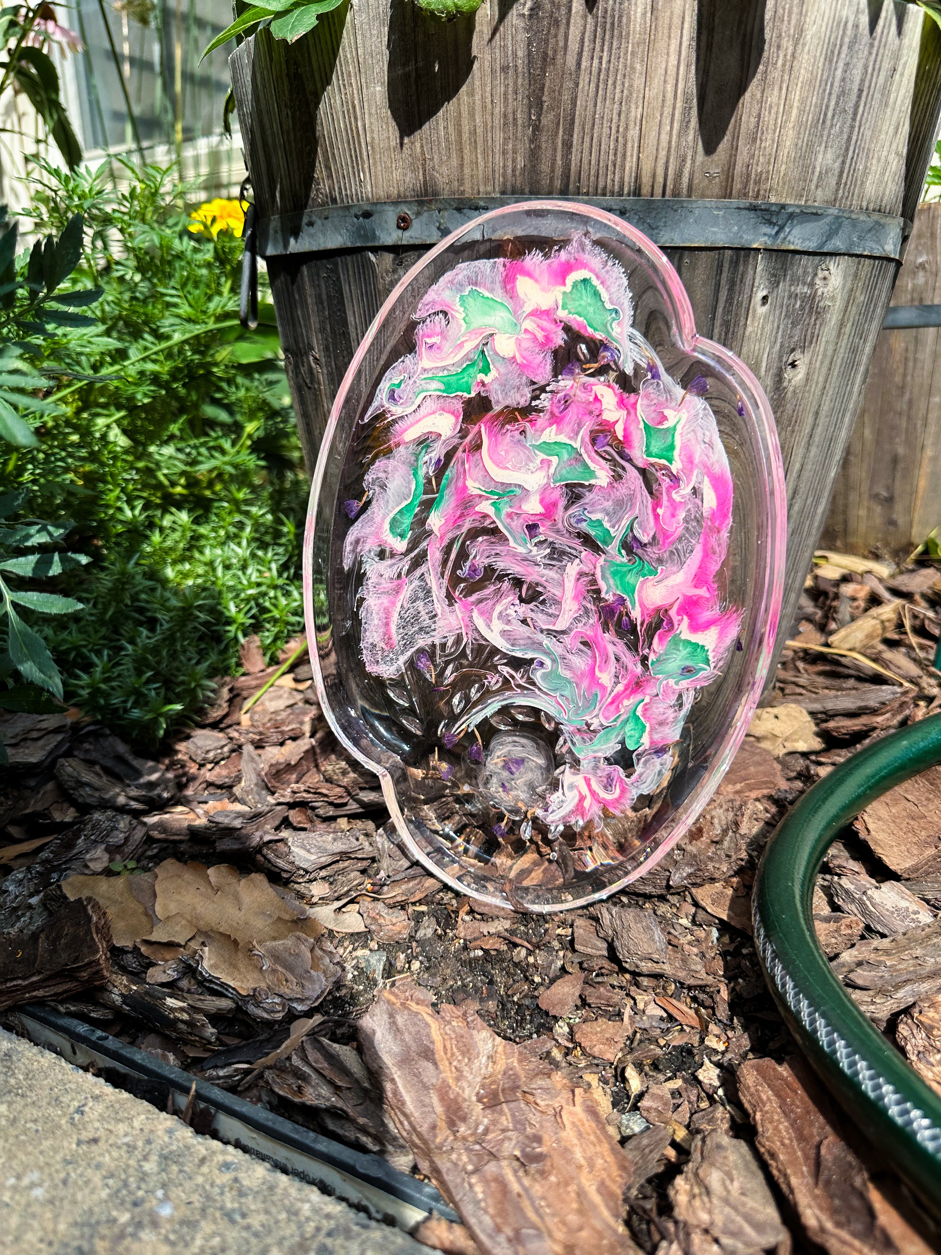 Magenta Swirls Glass Tray