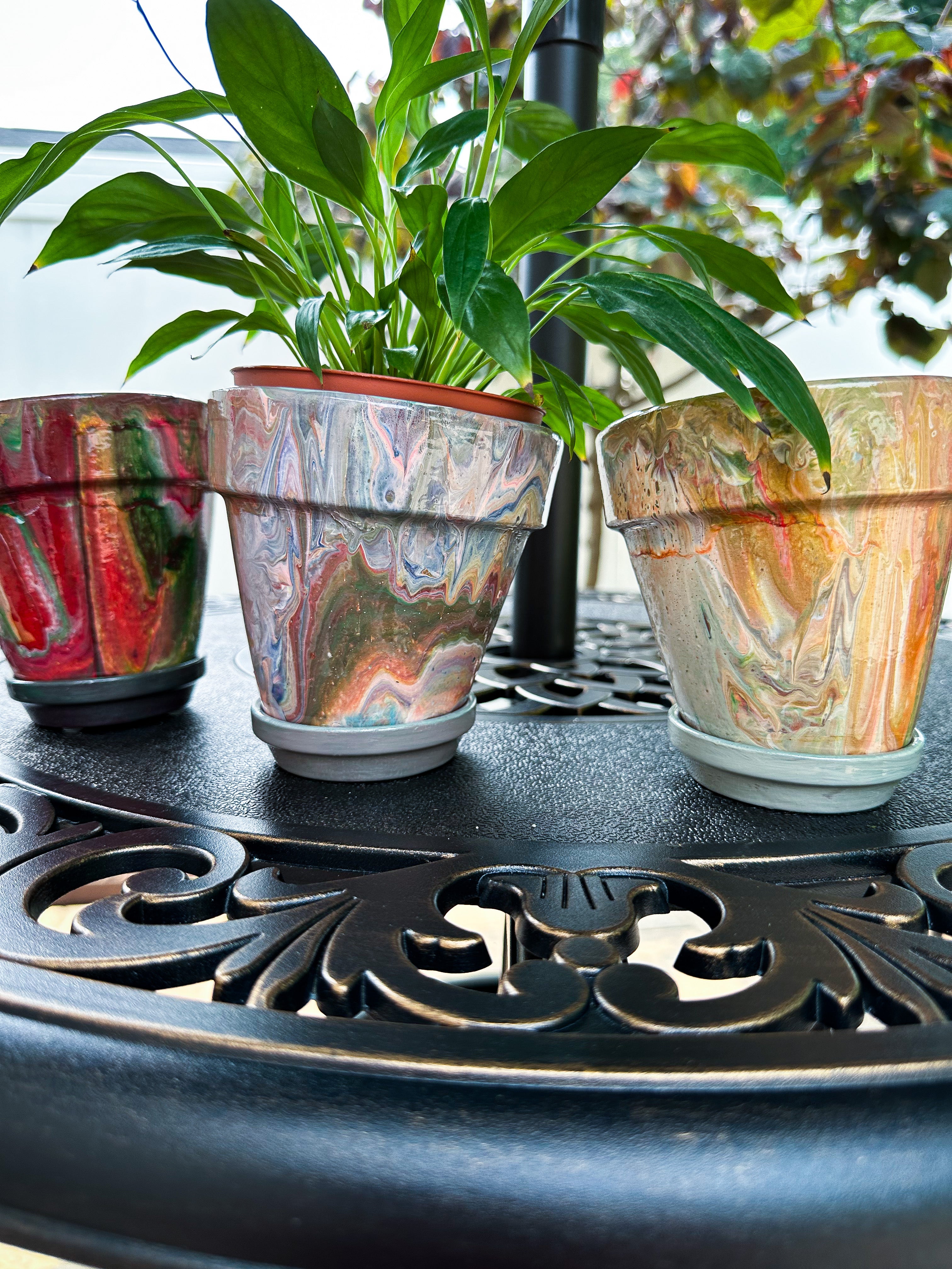 Orange Marbles Mini Flower Pot