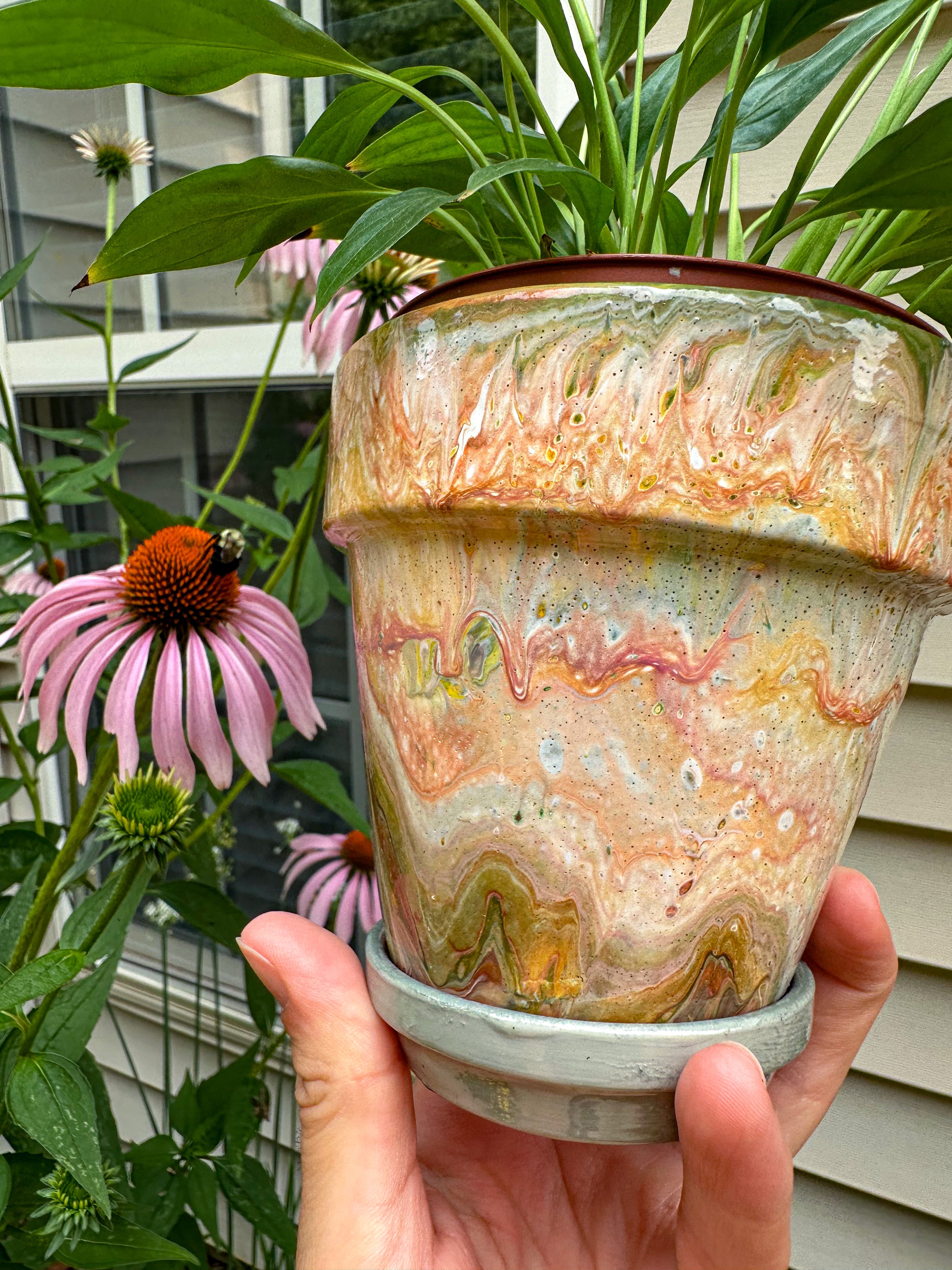 Orange Marbles Mini Flower Pot
