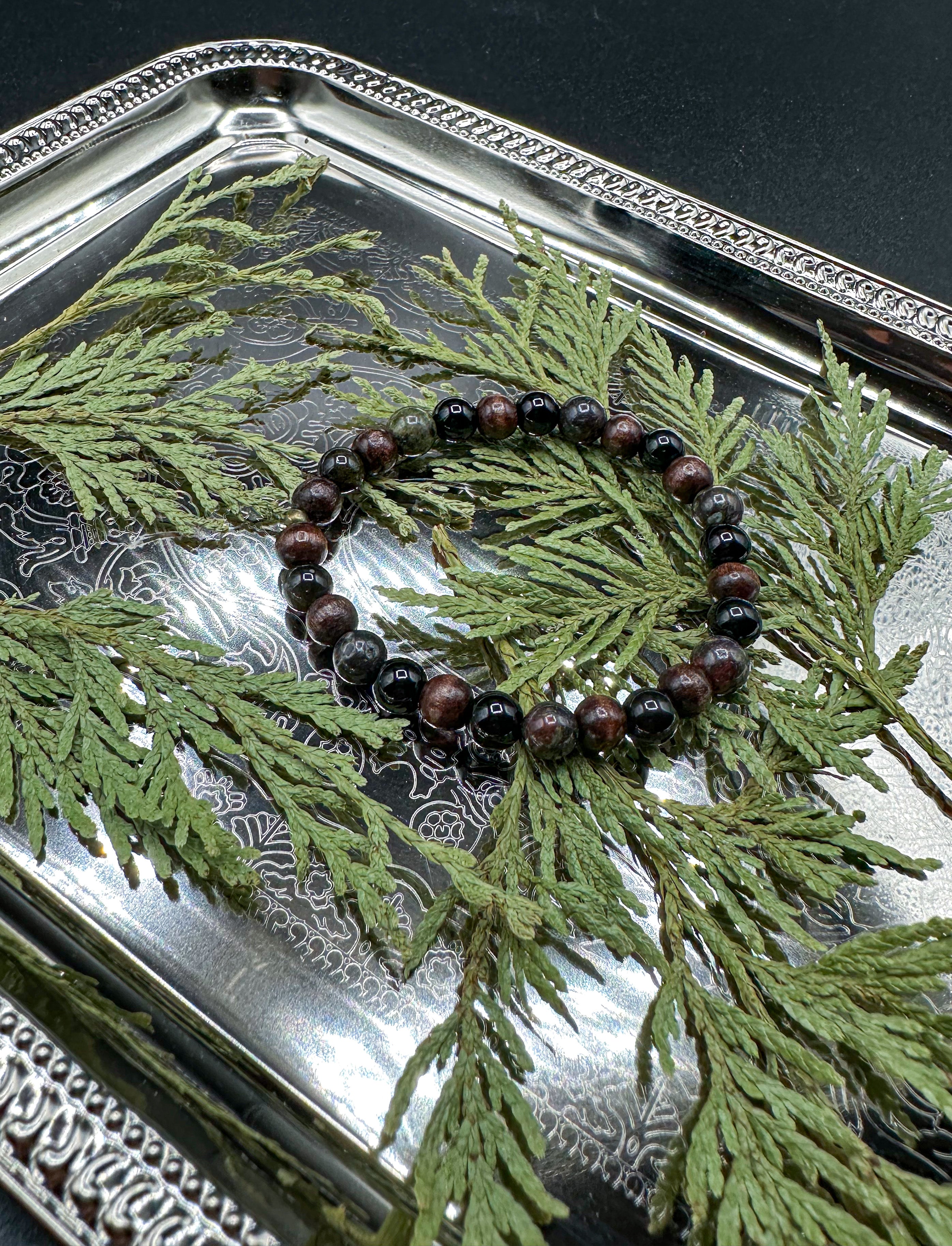 Black Obsidian / Dragon Blood Jasper Bracelet