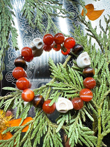 Carnelian Howlite Skull Bracelet