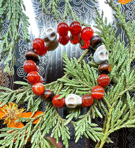 Carnelian Howlite Skull Bracelet