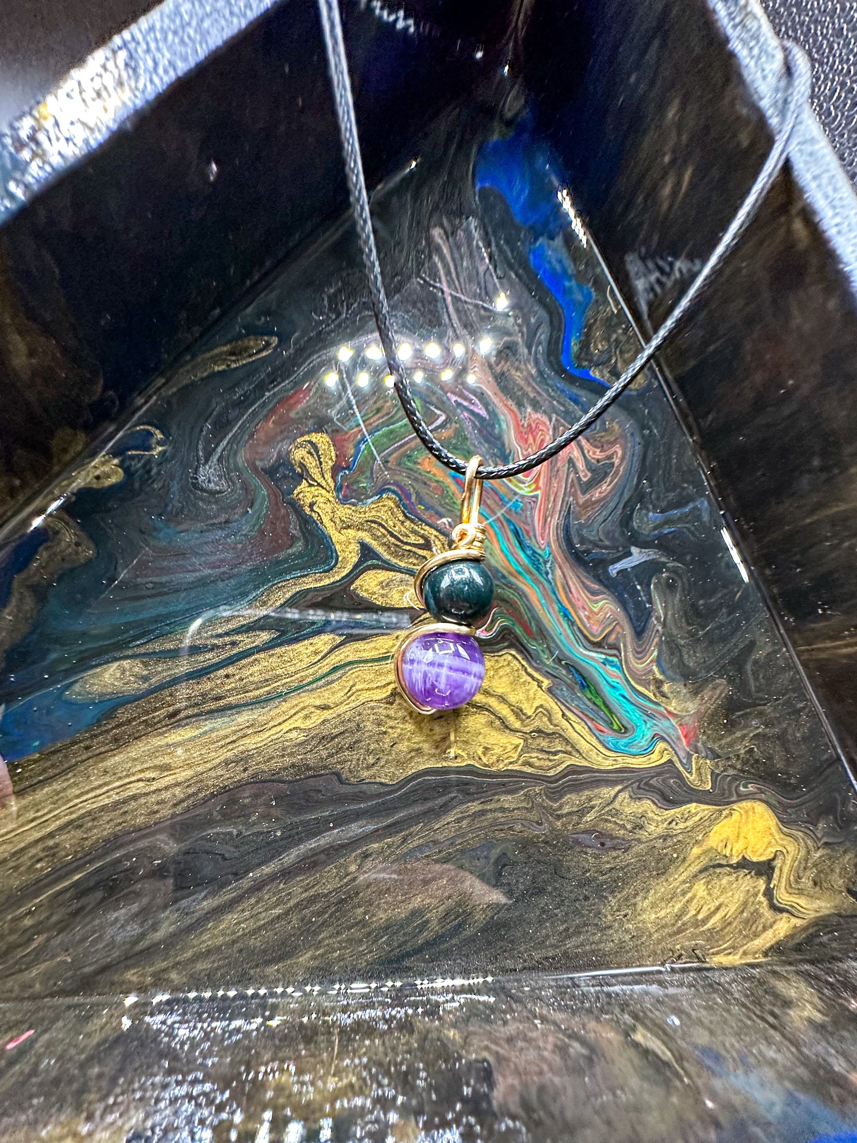 Gold Dragons Blood Jasper & Amethyst Necklace