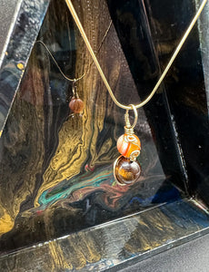 Real Gold Carnelian / Tigers Eye Necklace with chain