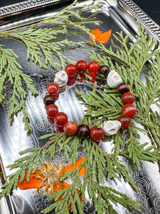 Carnelian Howlite Skull Bracelet