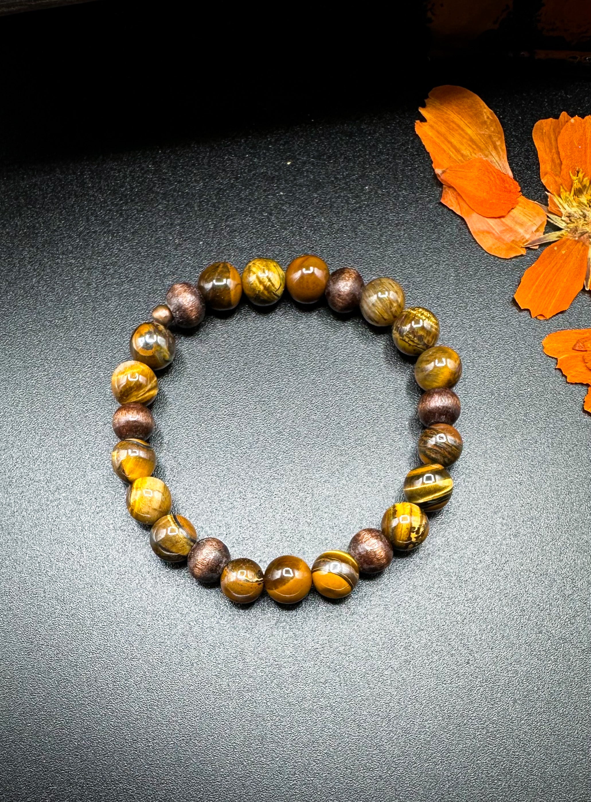 Tigers Eye / Natural Wood Bracelet