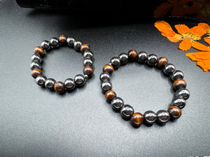 Small Hematite / Natural Wood Bracelet