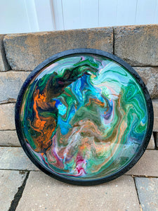 Blue/Green Color Waves Wooden Tray