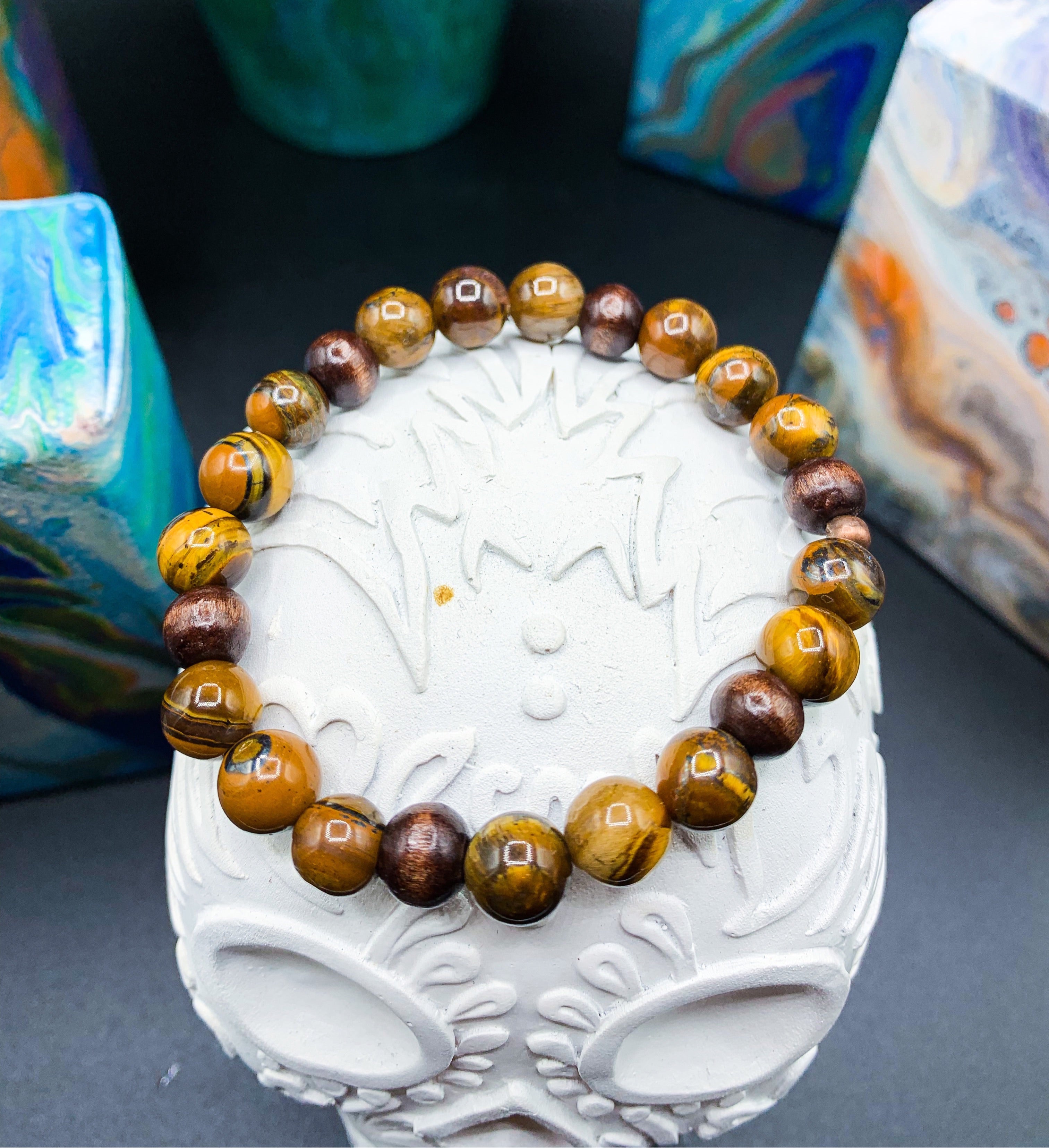 Tigers Eye / Natural Wood Bracelet