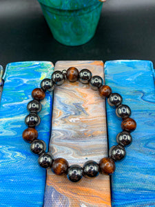 Hematite Natural Wood Bracelet