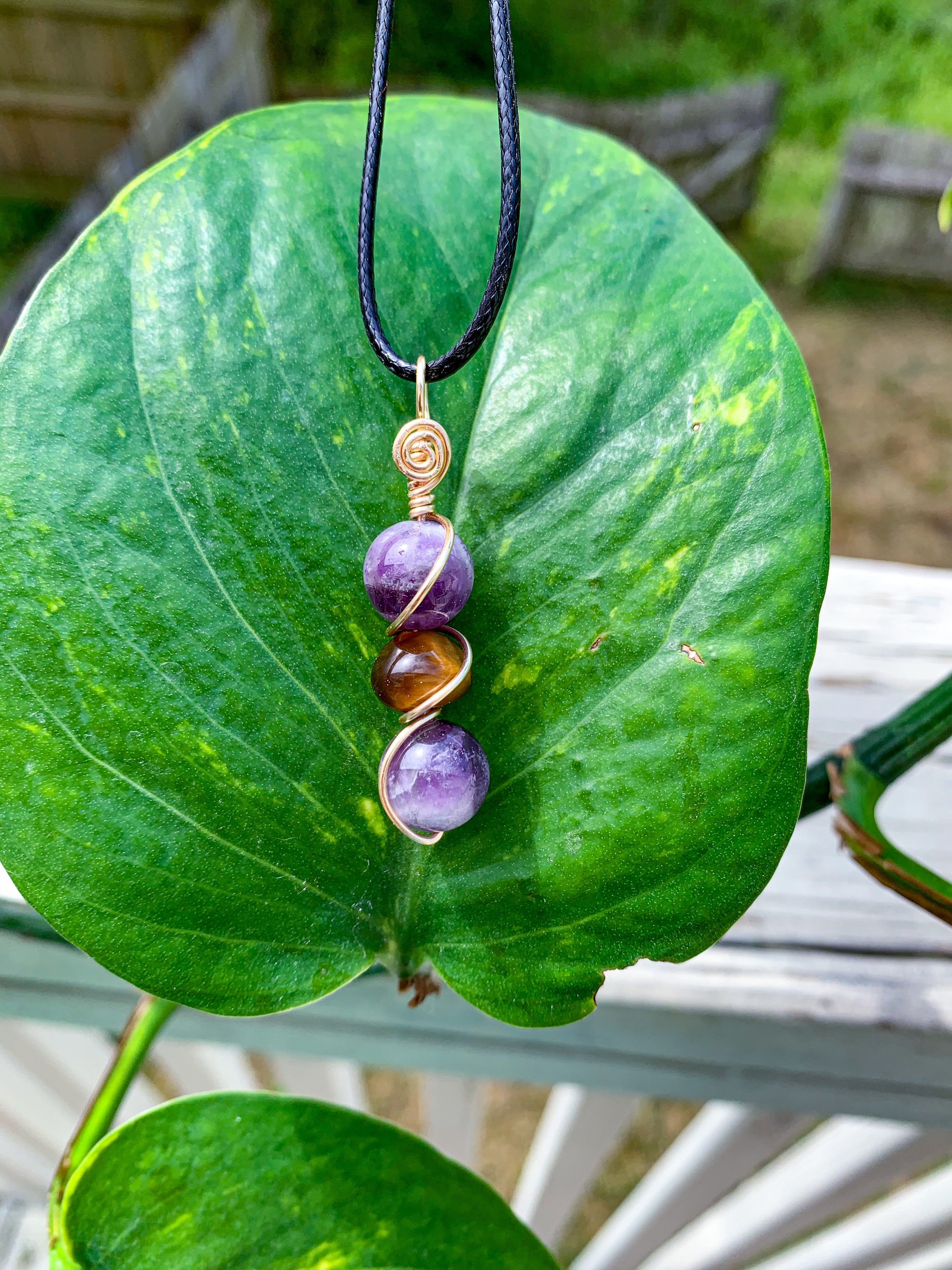 Amethyst and Tigers Eye Pendant