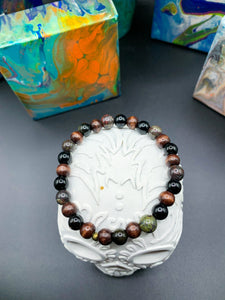 Black Obsidian / Dragon Blood Jasper Bracelet