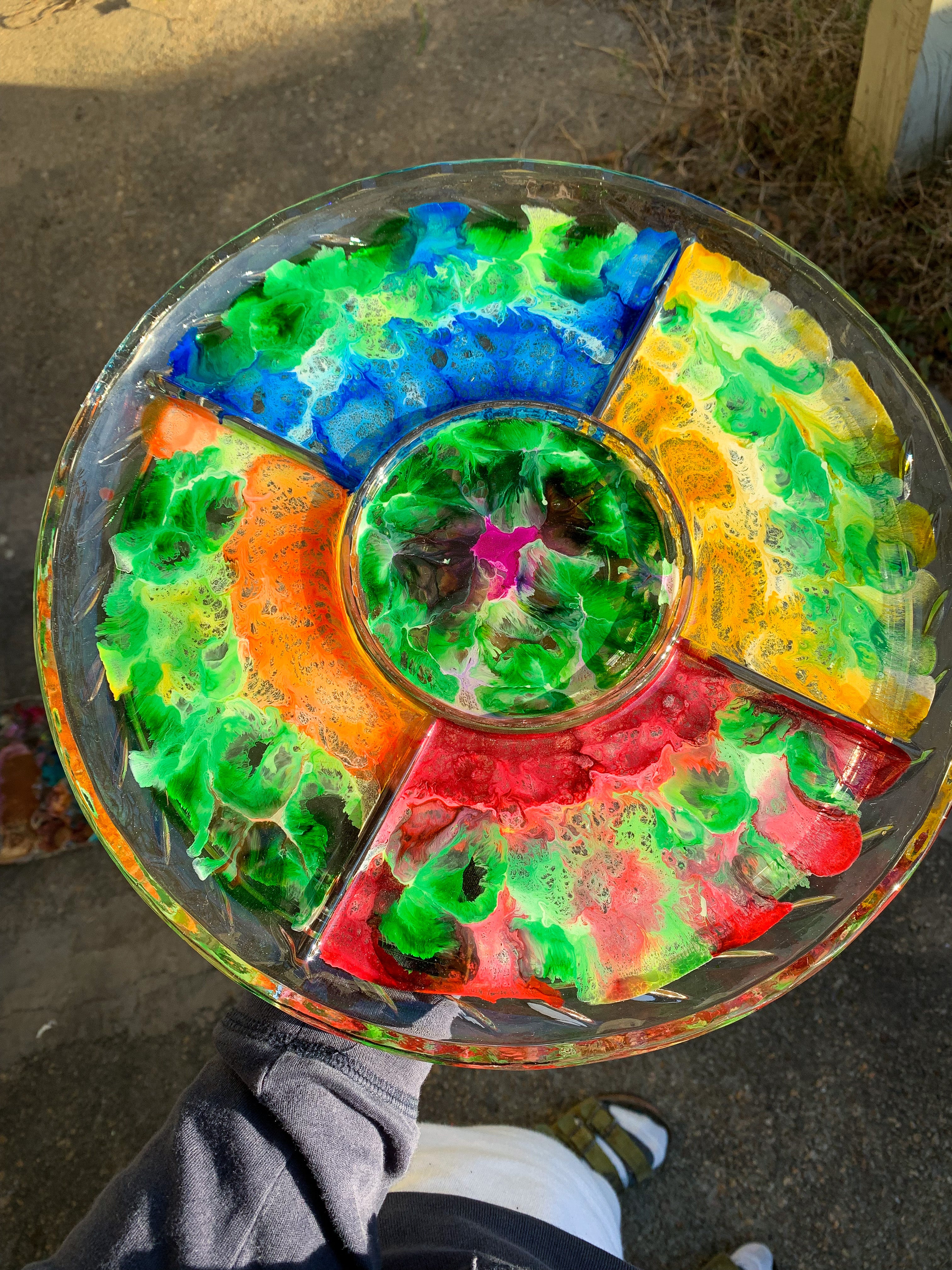 Color Wheel Glass Leaf Tray