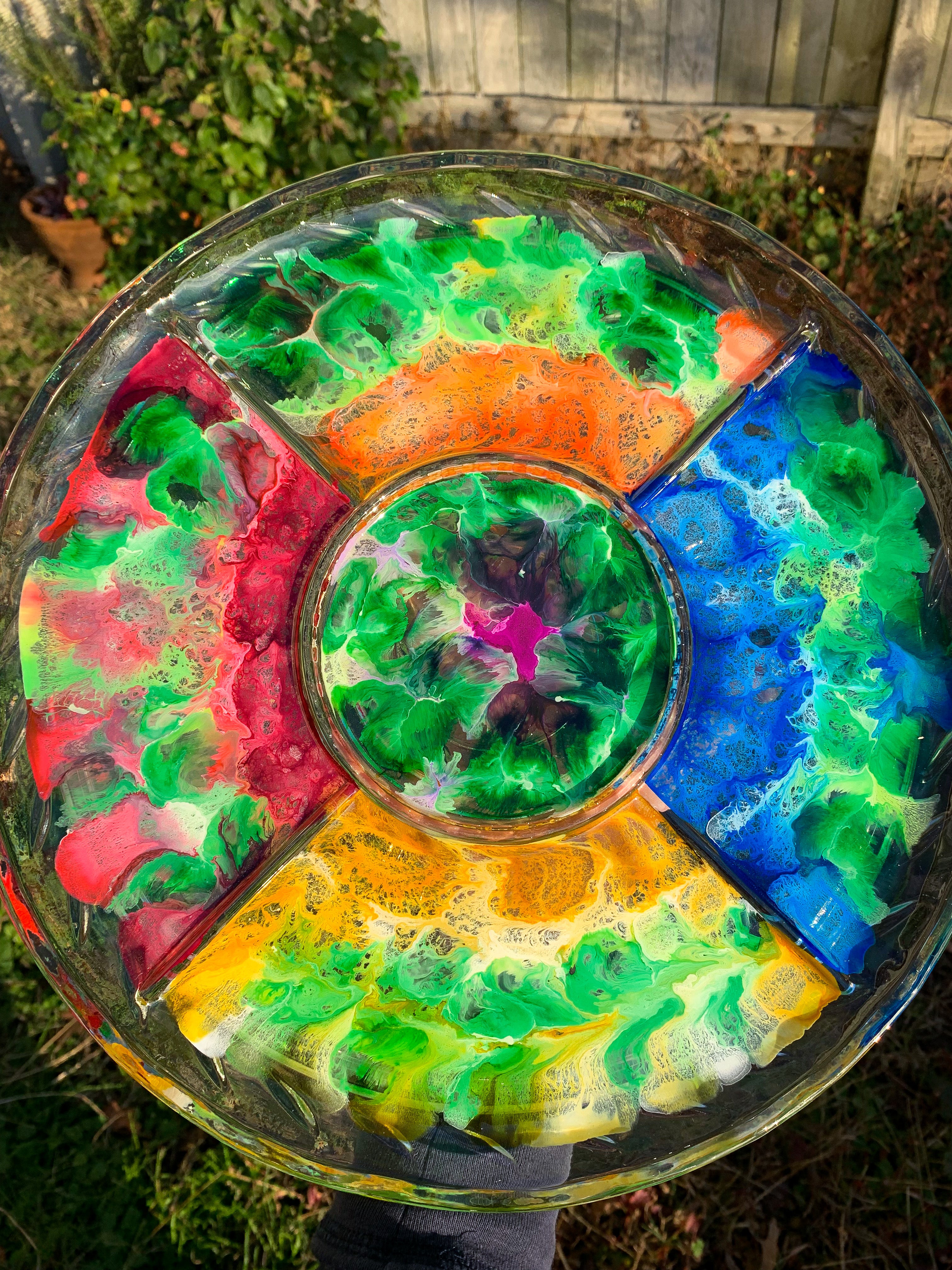 Color Wheel Glass Leaf Tray