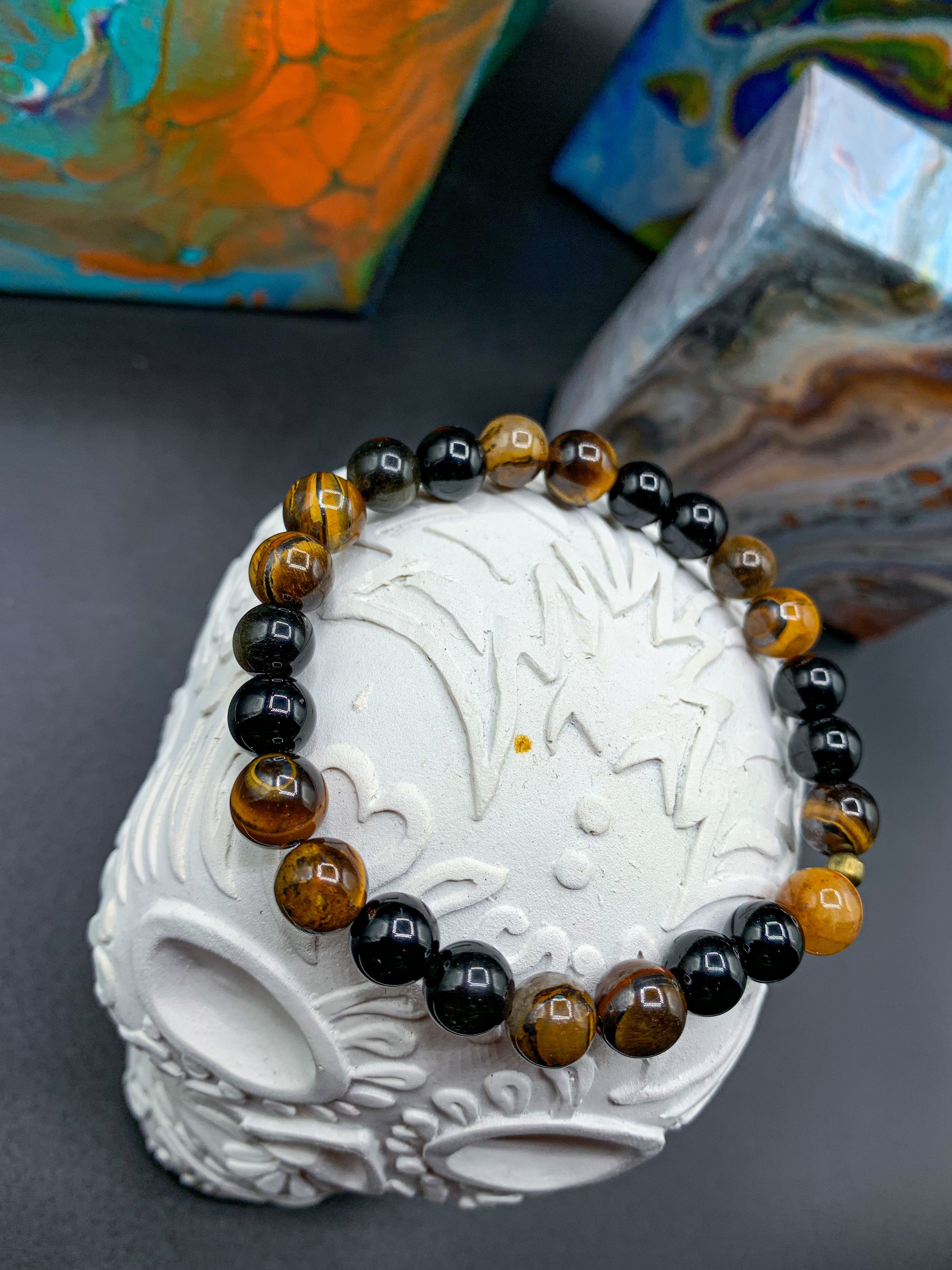 Tigers Eye Black Obsidian Bracelet
