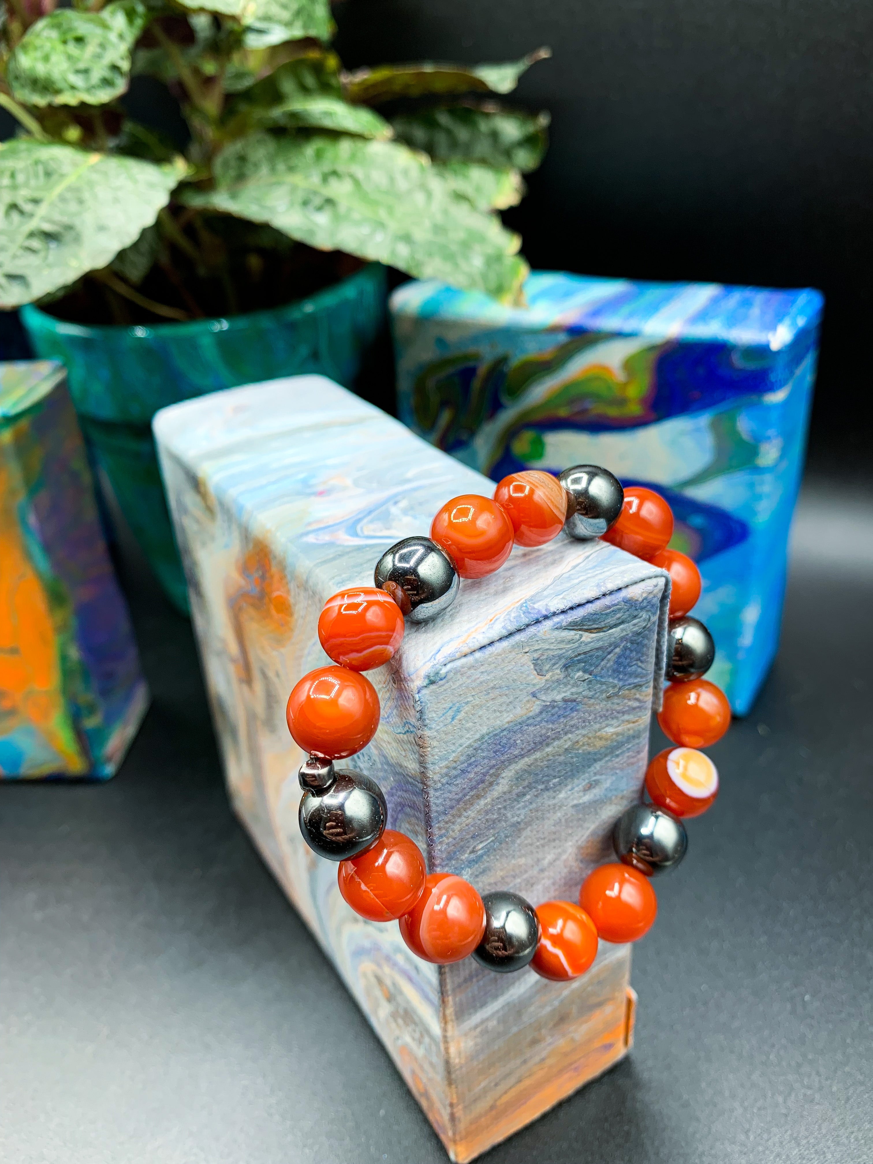 Carnelian and Hematite Bracelet