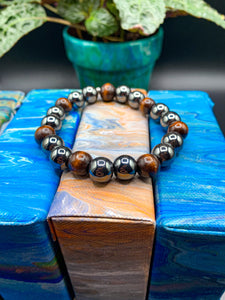 Hematite Natural Wood Bracelet