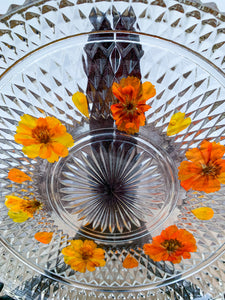 Orange Cosmo Glass Flower Tray