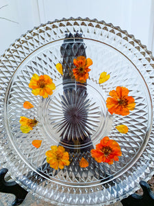 Orange Cosmo Glass Flower Tray