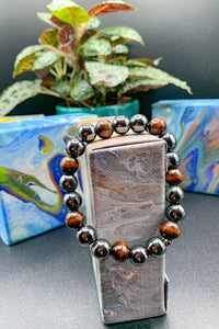 Hematite Natural Wood Bracelet