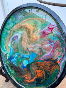 Blue/Green Color Waves Wooden Tray