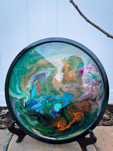Blue/Green Color Waves Wooden Tray
