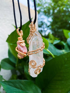 Clear Quartz Gold Pendant