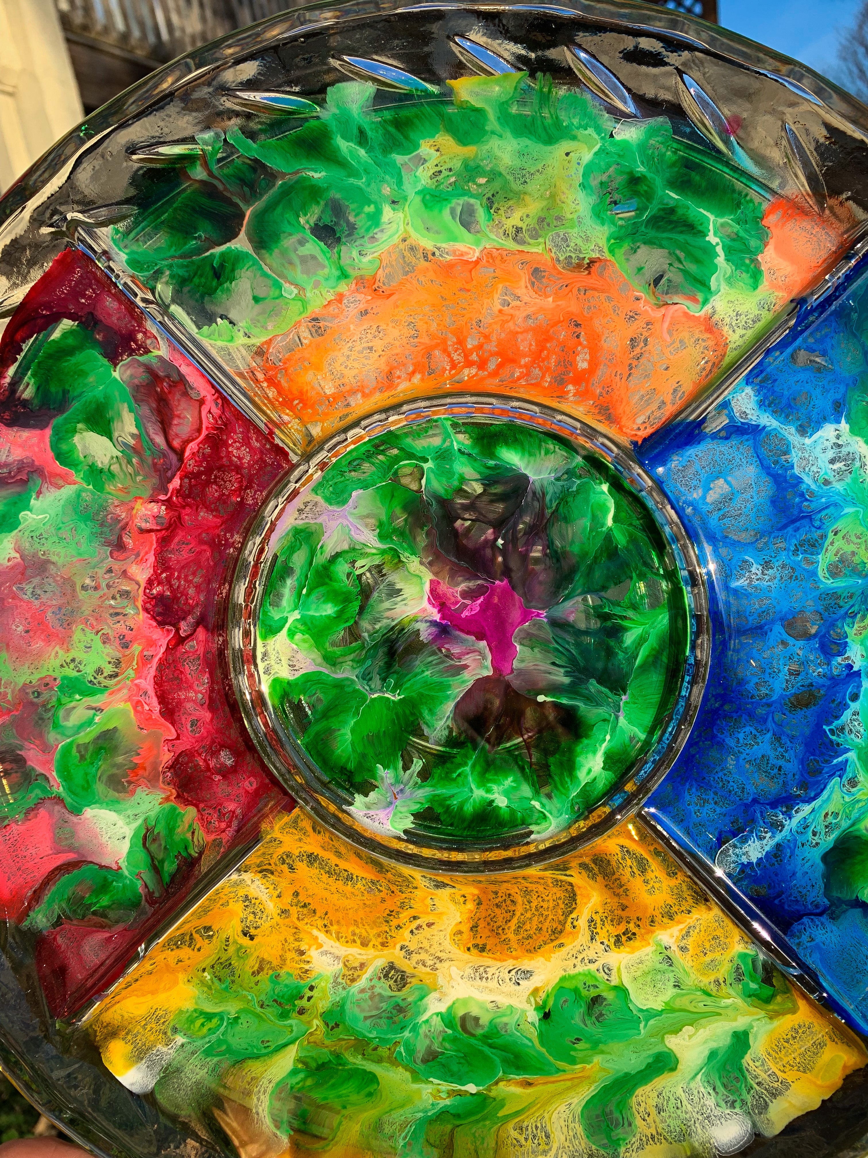 Color Wheel Glass Leaf Tray