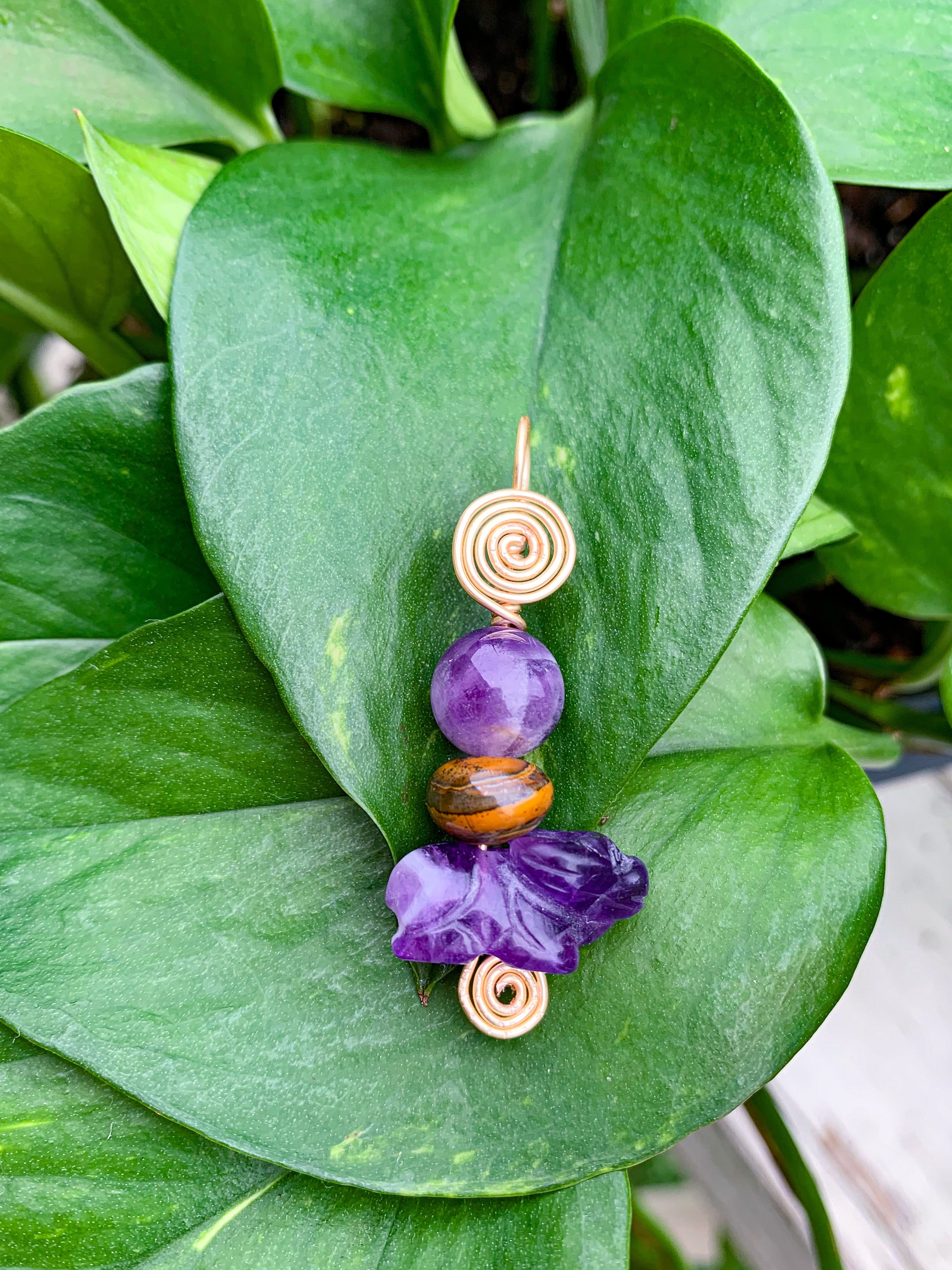 Amethyst Pig & Tigers Eye pendant
