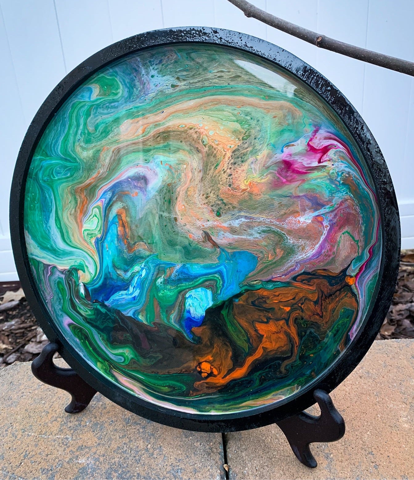 Blue/Green Color Waves Wooden Tray