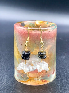 Watermelon Tourmaline Turtle Quartz Earrings