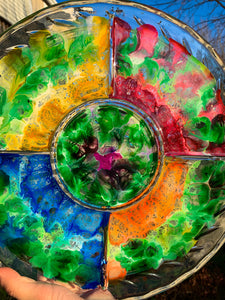 Color Wheel Glass Leaf Tray