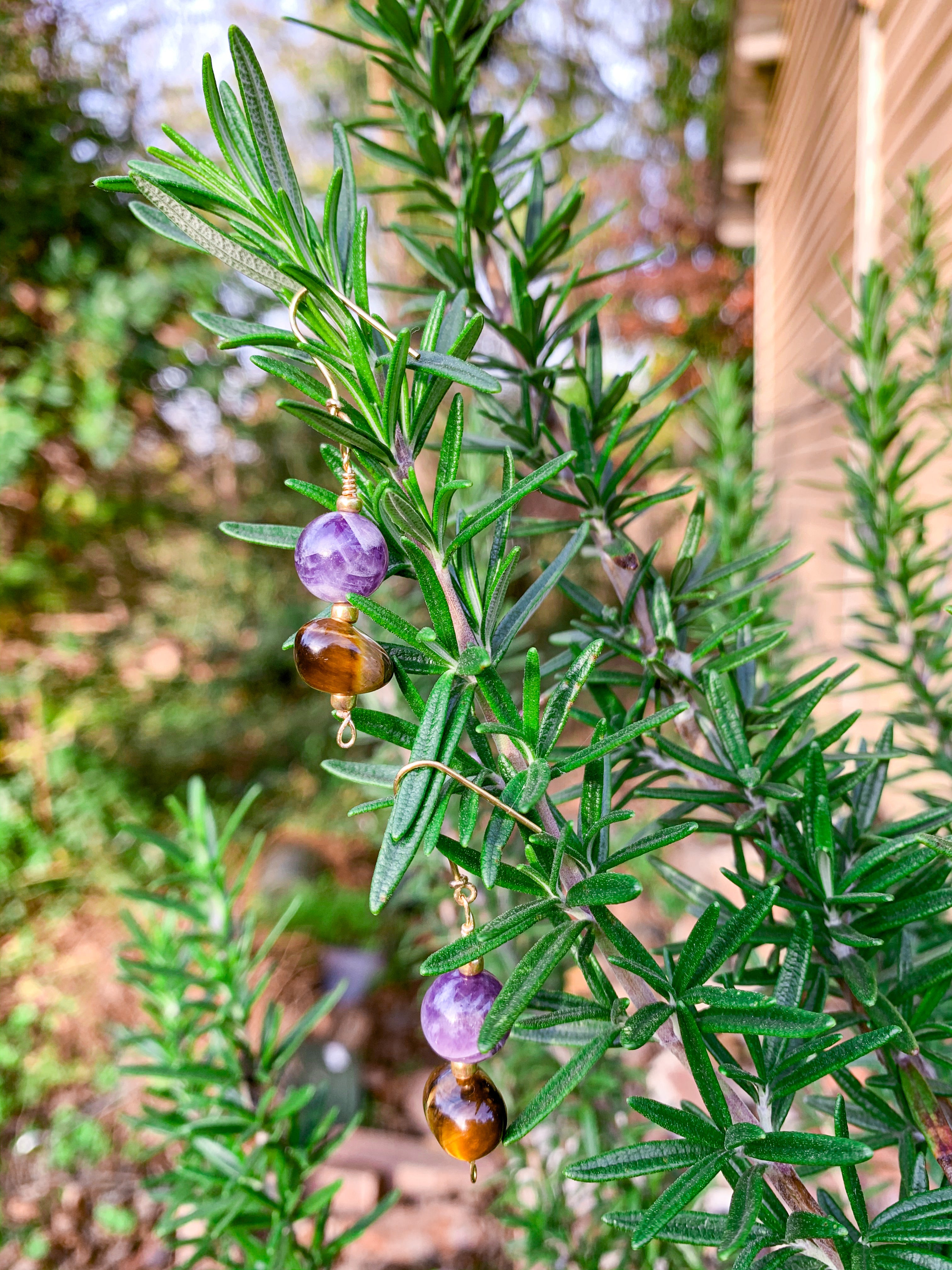 Amethyst & Tigers Eye Earrings