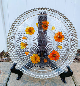 Orange Cosmo Glass Flower Tray