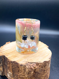 Watermelon Tourmaline Turtle Quartz Earrings